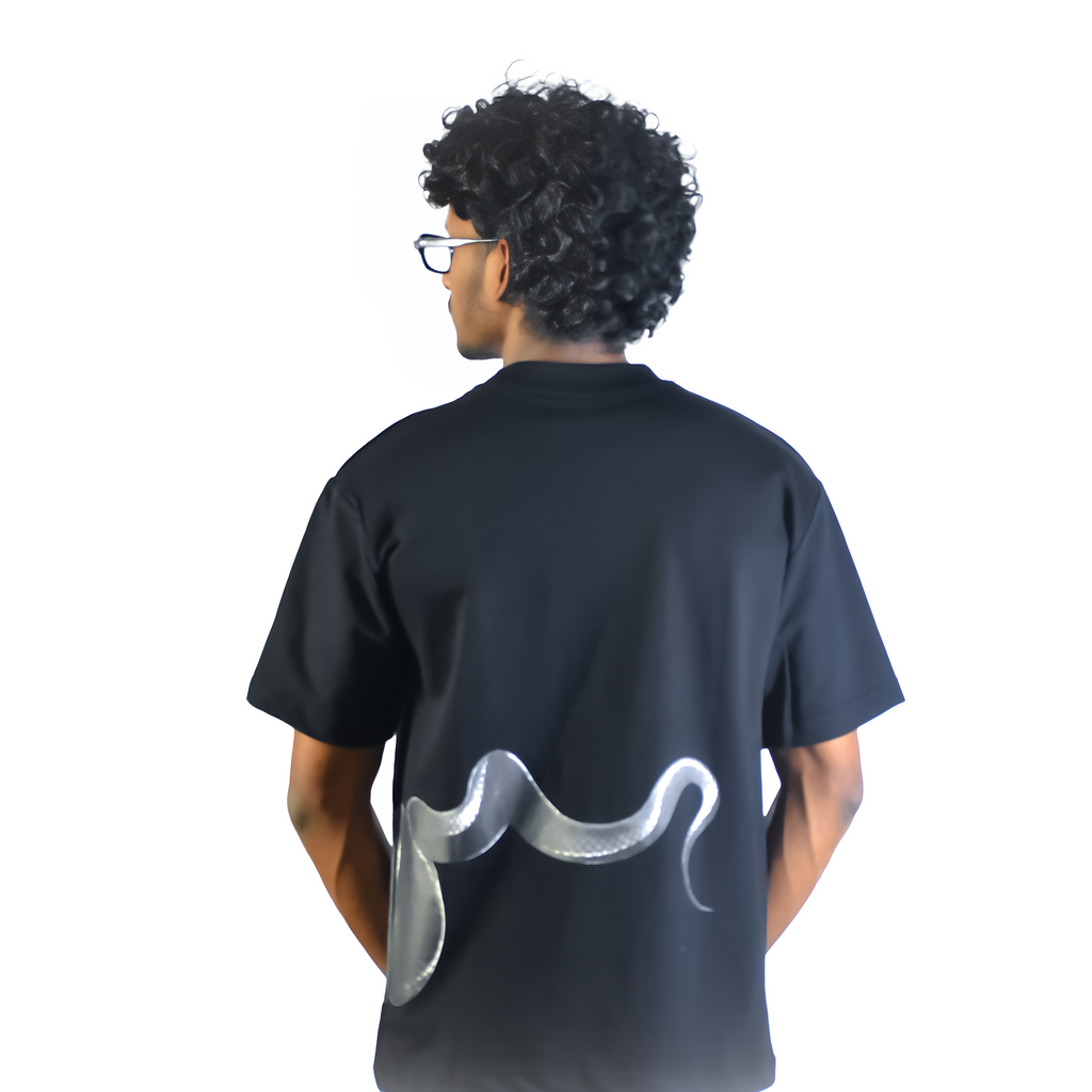 YW Serpent Drift Oversized Unisex Heavyweight T-Shirt Black