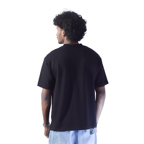 Young Wavez Classic Oversized Unisex Black Logo Tee